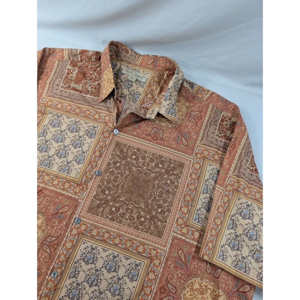 Tori Richard Paisley Button Up Shirt Mens 3XT Floral Cotton Lawn Pocket Vintage